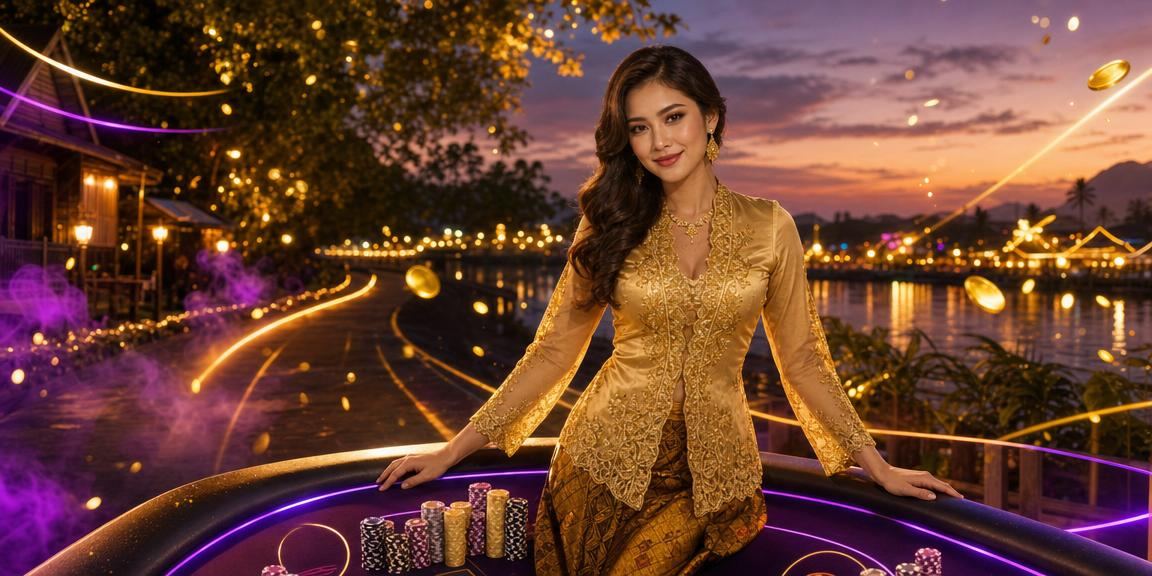 Pengguna Malaysia dalam pakaian kebaya menyemak taruhan badminton dalam talian